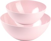 Plasticforte voedsel serveer schalen set - 2x stuks - roze - kunststof - Dia 23 en 26 cm