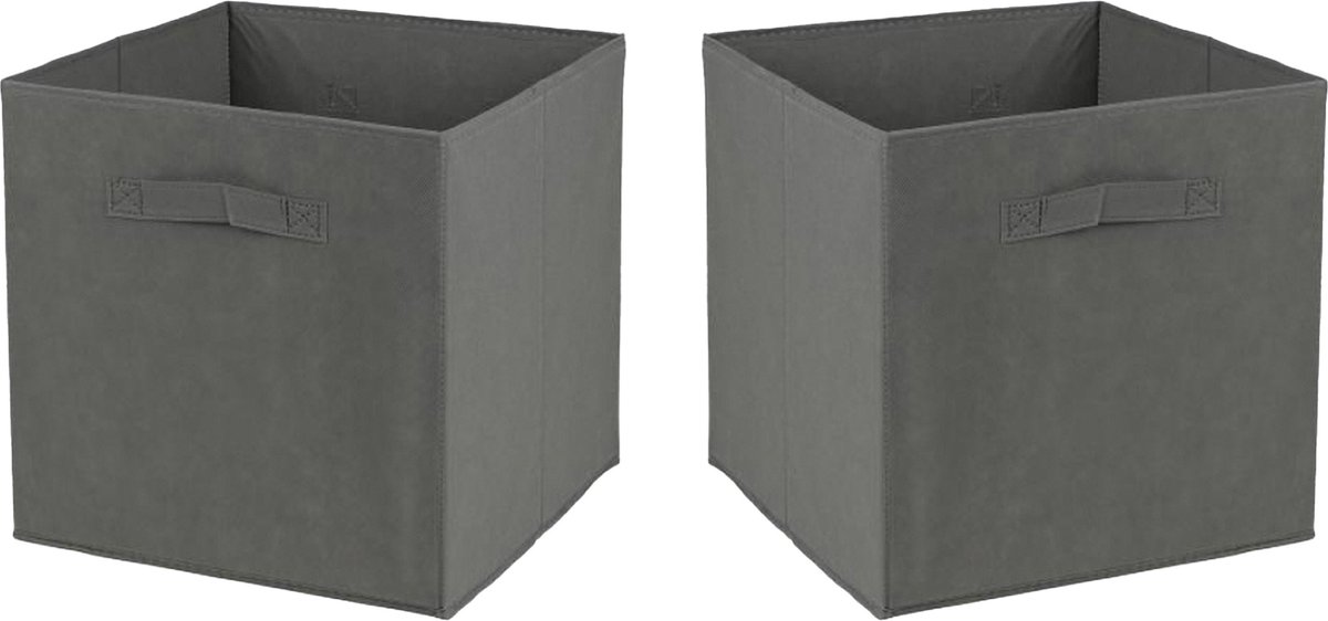 Urban Living Opbergmand Square Box - 4x - karton/kunststof - 29 liter - antraciet - 31 x 31 cm - Vakkenkast