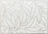 Unique Living Placemat Nissa - 1x - zilver bladmotief - 30 x 45 cm - tafeldecoratie