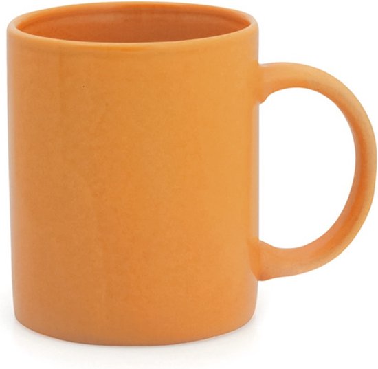 1x gobelet/tasse orange 370 ml - Céramique - Tasses/tasses Oranje pour le petit déjeuner et le déjeuner