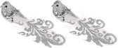 2x Zilveren decoratie vogels/vogeltjes op clip 15 cm - Woondecoratie/hobby/kerstboomversiering