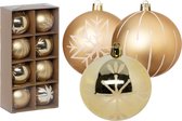 Feeric lights and christmas kerstballen - 8x - 8 cm -kunststof - goud