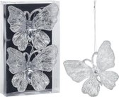 Décoration de Noël Pendentifs de Noël papillons 2x-paillettes transparentes 15cm