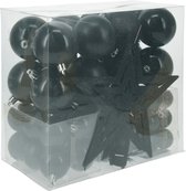 Décorations de Noël Ensemble de boules de Noël 3,4,6 cm avec visière -54pcs - noir