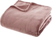 Atmosphera fleece deken/fleeceplaid - oud roze - 180 x 230 cm - polyester - Molton Bankdeken