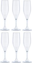 Juypal Champagneglas - 12x - transparant - kunststof - 150 ml - herbruikbaar