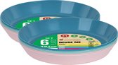 Assiettes Juypal - 12x - tons pastel - plastique - D18,5 x H2,5 cm - réutilisables - sans BPA
