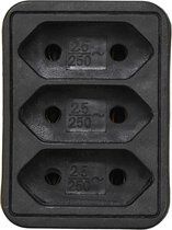 Benson Stopcontact splitter - 2x - triple - zwart - voor 3 platte stekkers - verdeelstekkers