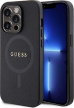 Guess Saffiano Back Case (MagSafe Compatible) - Apple iPhone 15 Pro Max (6.7") - Zwart