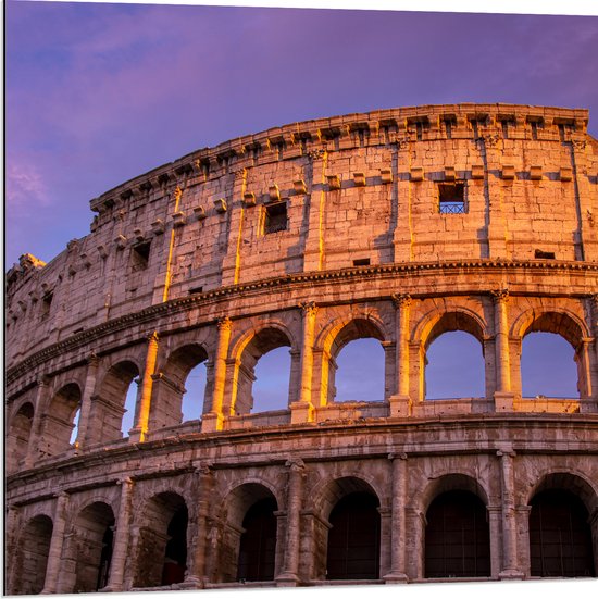 Dibond - Colosseum - Rome - Stad - Gebouw - 80x80 cm Foto op Aluminium (Met Ophangsysteem)