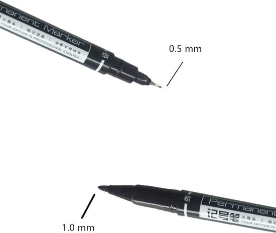 TLVX Lakstift Pen Zwart - Dunne en dikke stift in één - Autolakherstel - Kras pen lak stift - Auto lakstiften – Auto Sleutel Schade Herstel – Bijtippen - Auto Kras herstel – Waterdicht - Kras verwijderaar – Permanent Marker - 0.5 mm en 1.0mm stift