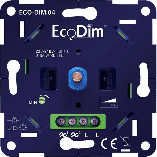 LED Dimmer 0-150 Watt – Universeel - Fase Afsnijding - Ecodim 04