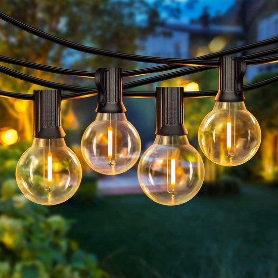 Guirlande lumineuse Solar Luminart - 25 LED - 7,5 mètres - Blanc chaud - Éclairage solaire de jardin - Éclairage extérieur - Guirlandes lumineuses - Guirlandes lumineuses - Ampoules interchangeables