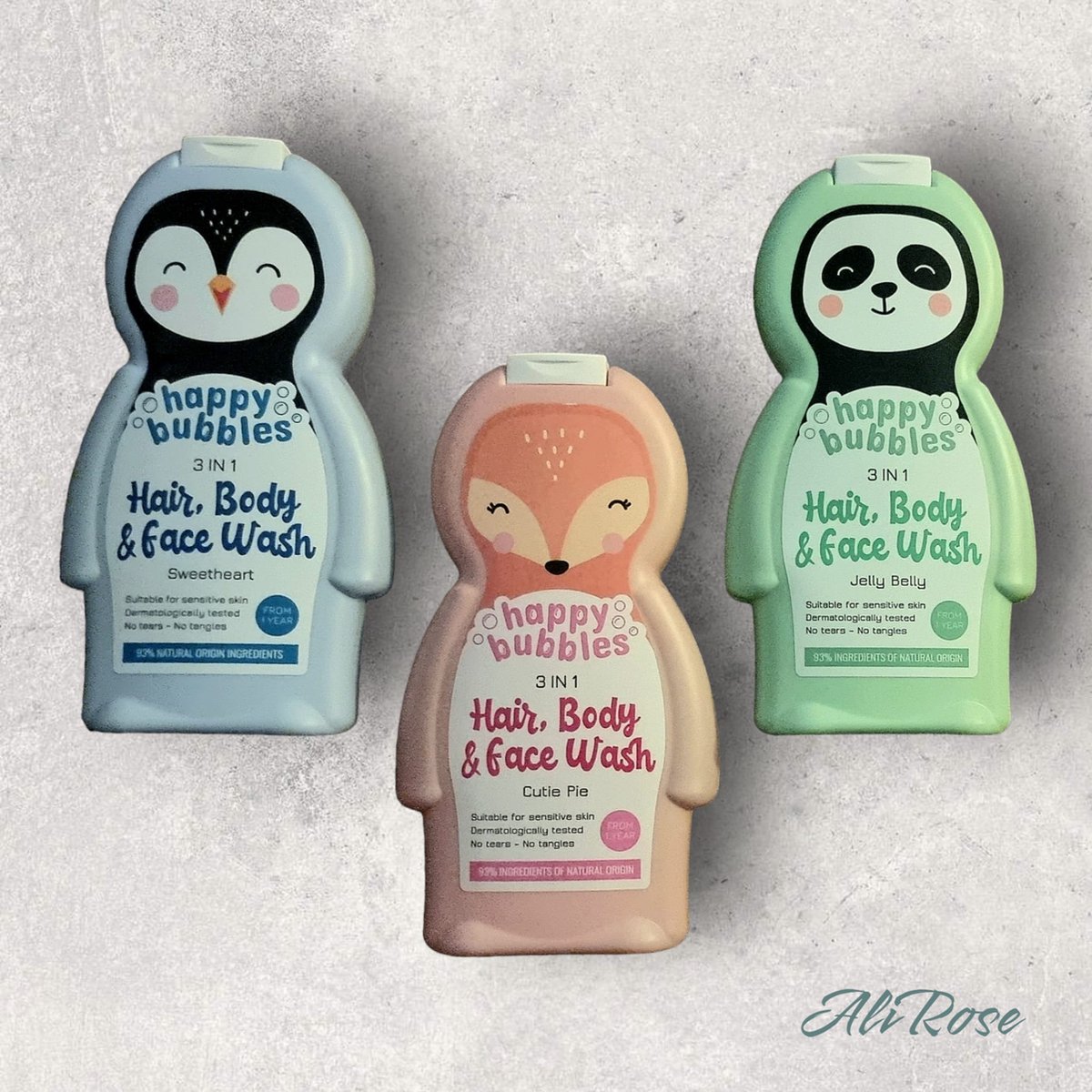 AliRose Triple Pack - Happy Bubbles - Hair, Body & Face Wash - Douchegel Voor Kinderen