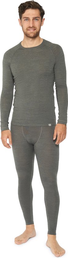 DANISH ENDURANCE Ensemble de Sous-vêtements Thermo pour hommes - en laine mérinos - Respirant - Gris foncé - S