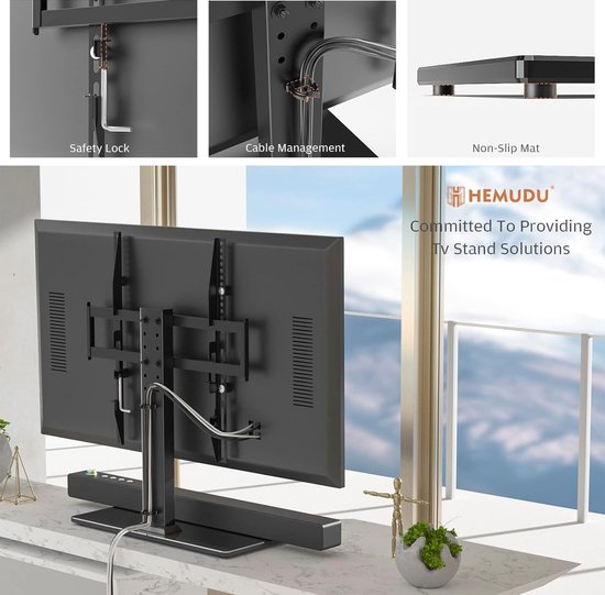 FITUEYES TV-standaard universele voor 50 55 60 65 70 75 80 85 inch TV, 80° draaibaar & 12 hoogte