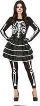 Guirca - Spook & Skelet Kostuum - Spaanse Bonita Skelet - Vrouw - Zwart - Maat 36-38 - Halloween - Verkleedkleding
