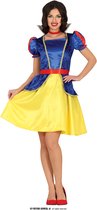 Guirca - Sneeuwwitje Kostuum - Beeldschone Prinses Sneeuwwitje - Vrouw - Blauw, Rood, Geel, Wit / Beige - Maat 36-38 - Carnavalskleding - Verkleedkleding