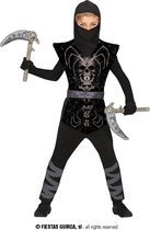 Guirca - Ninja & Samurai Kostuum - Dodelijke Skull Ninja Dead Li Kind Kostuum - Zwart - 10 - 12 jaar - Halloween - Verkleedkleding