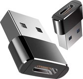 2x JUALL USB A 3.0 naar USB-C Converter - USB naar USB C Female Adapter - USB C naar USB Adapter - Zwart