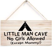 Little Man Cave - Houten Bordje - Babykamer - Kinderkamer - Baby Jongen - Wanddecoratie - Wandbord - Bo & Mila