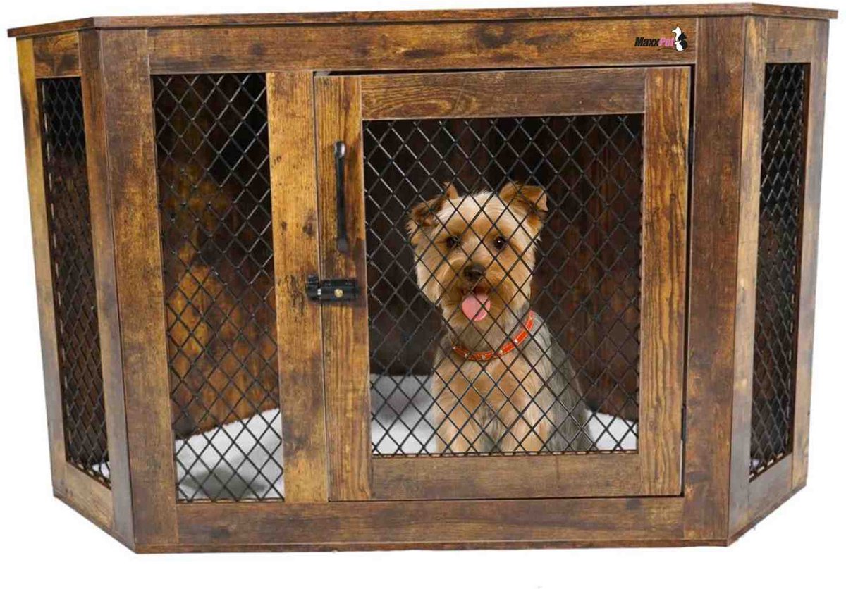 MaxxPet Houten Hondenbench - Bench - Hondenhuisje voor binnen - 106x60x77cm - Walnoot