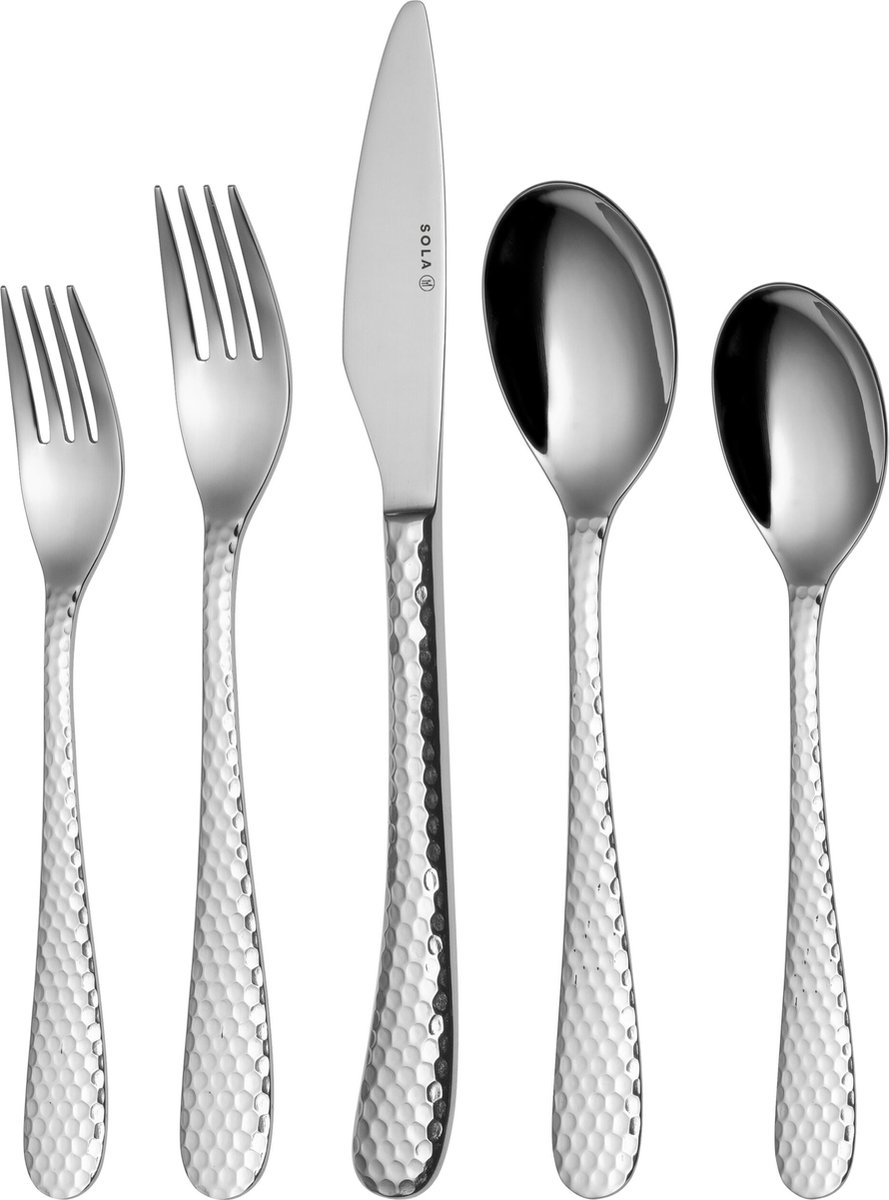 Sola Bestekset Lima - Modern - 9 persoons - 90 delig - Zilverwit Edelstaal 18/10 - RVS - Zilver