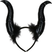 Halloween/horror verkleed diadeem/tiara - grote duivel hoorns - kunststof - dames/meisjes