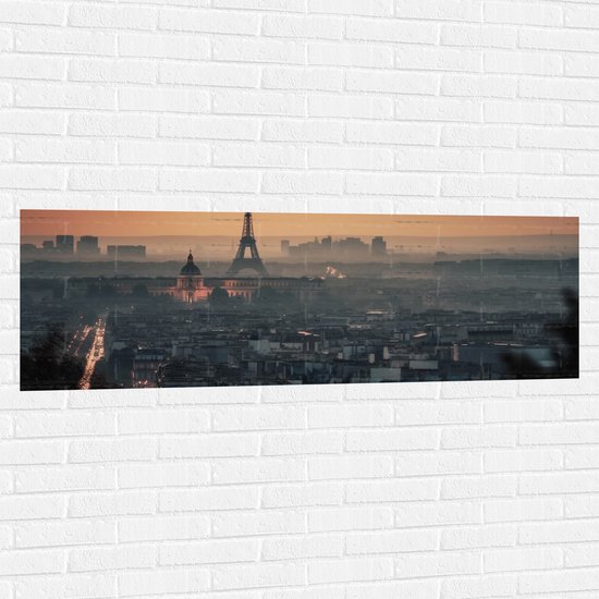 Muursticker - Eiffeltoren - Parijs - Stad - Gebouw - 150x50 cm Foto op Muursticker