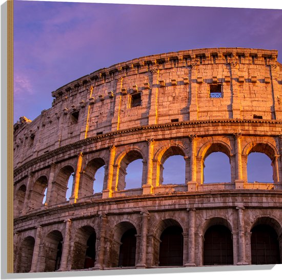 Hout - Colosseum - Rome - Stad - Gebouw - 80x80 cm - 9 mm dik - Foto op Hout (Met Ophangsysteem)