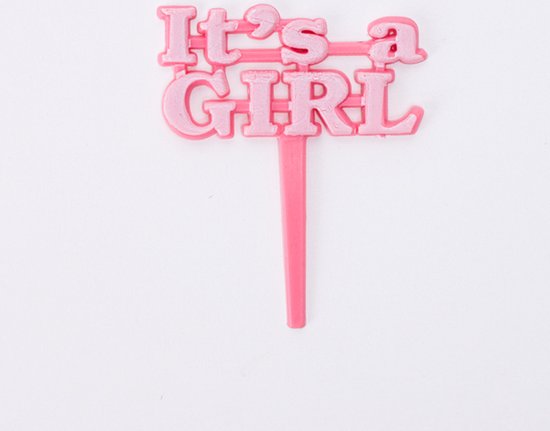 It's a Girl - Plastic prikkers (8 stuks) voor geboorte of babyshower cupcakes muffins