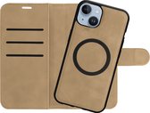 Cazy Uitneembaar Wallet Hoesje geschikt voor iPhone 15 Plus - Afneembaar hoesje - Magfit - 2-in-1 design - Pasvakjes - Taupe