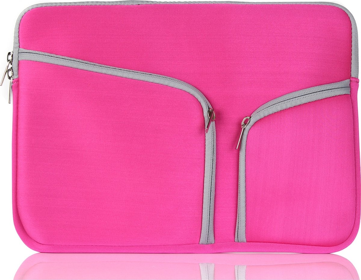 Mobigear - Laptophoes geschikt voor Neopreen Laptop | Mobigear Double Zipper Sleeve (max 30 cm x 21 cm) Laptop hoes - Roze