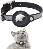 AirTag halsband kat - Leren kattenbandje - AirTag - Reflecterend - Halsband kat - Kitten - Inclusief schroevendraaier - Zwart