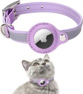 AirTag halsband kat - Leren kattenbandje - AirTag - Reflecterend - Halsband kat - Kitten - Inclusief schroevendraaier - Paars