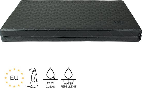 Huggles Onyx Hondenkussen - Orthopedisch Hondenbed - Traagschuim - L - 100cm - Kunstleer - Zwart