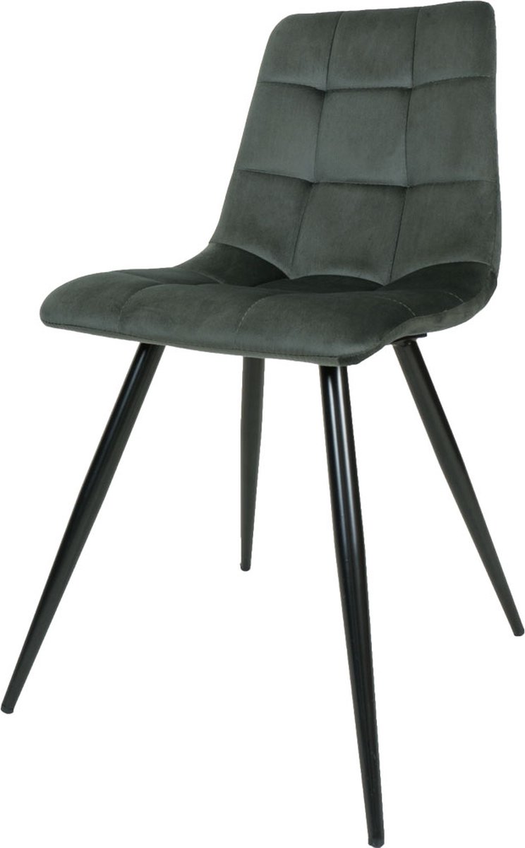 Home67 Eetkamerstoel Galgary Army Green 21 - Vintage Velvet - Kuipstoel met Armleuningen in Hotel Chique / Scandinavische Stijl Groen