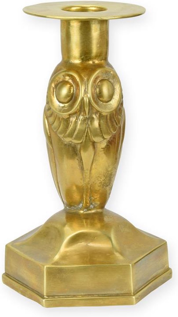 Kandelaar - art deco - uil - brons - 17,2 cm hoog