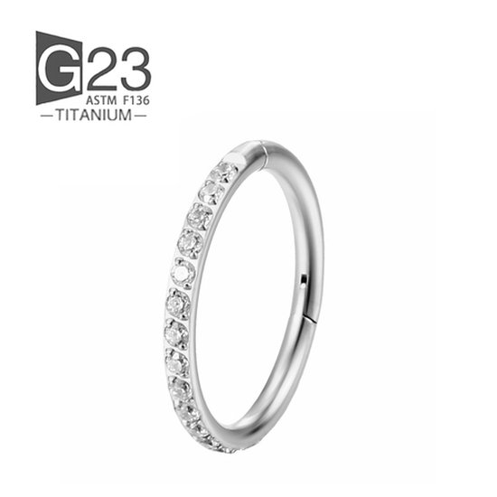 titanium Ring Piercing - Diameter 8mm - Dikte 1.2mm - Ringetje geschikt voor Helix, Tragus, Septum, Lip, Neus & wenkbrauw piercing- Zilverkleurig - jewelegance