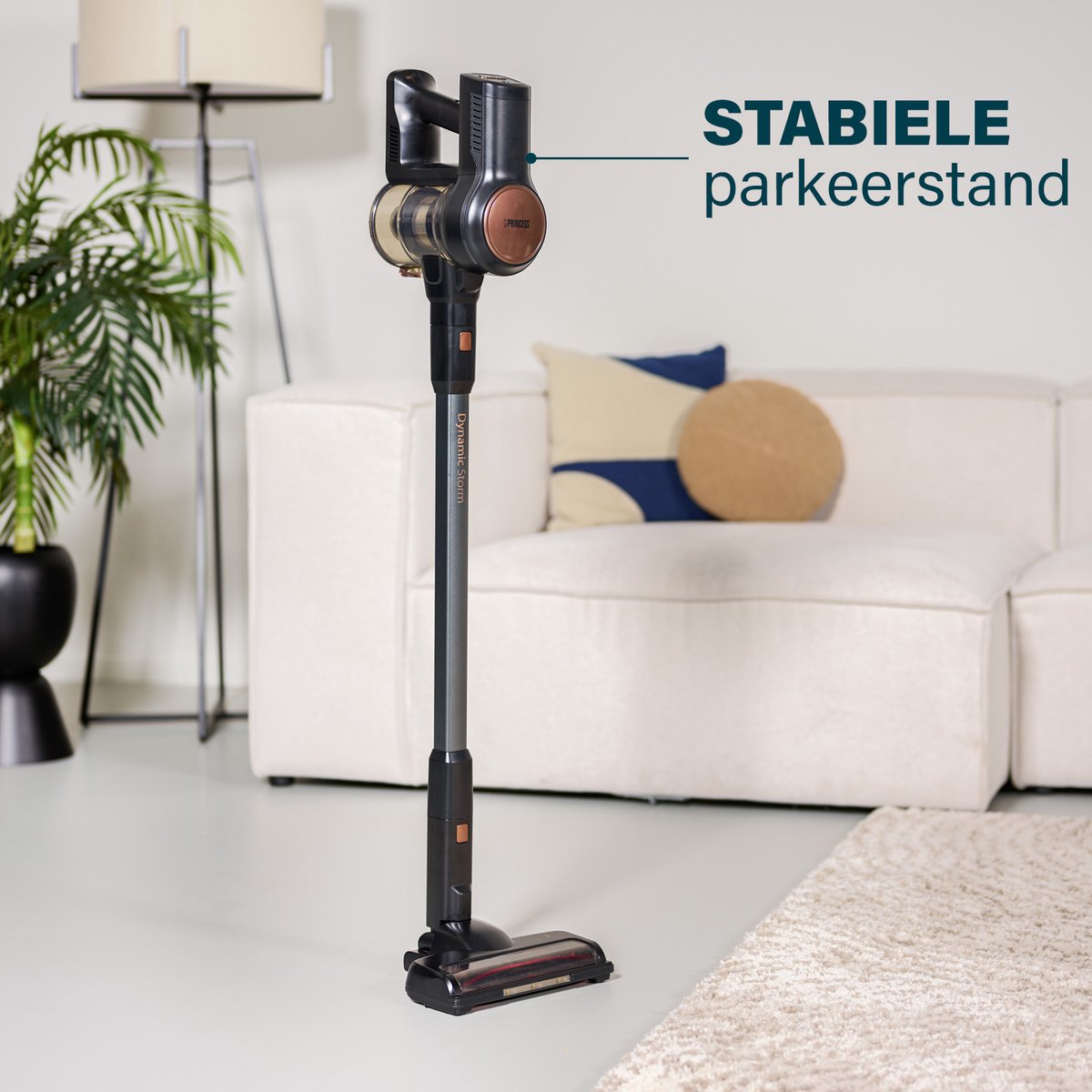 Princess Dynamic Storm Draadloze steelstofzuiger 339390 - 30 min gebruikstijd - Zuigkracht 22000 PA - Parkeerfunctie - Zeer krachtige BLDC motor - 3 snelheden - Zwart - Met extra HEPA-filter — afbeelding 4