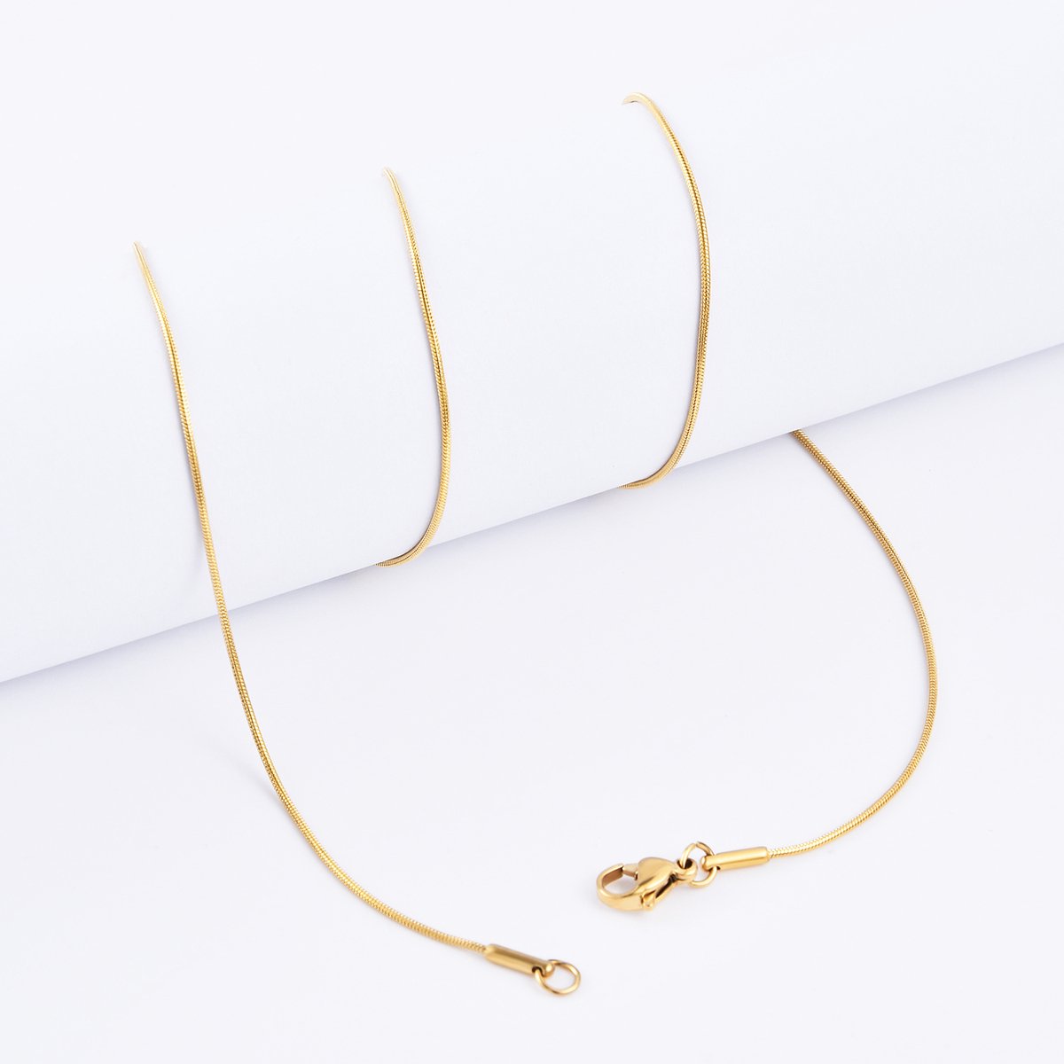 AB kettinkjes - Ketting - Slang - Gouden kettinkje - Slangenkettinkje - Goud - Gold plated - Verguld - 18K - 60cm