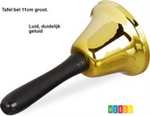 *** Tafelbel Goud - Handbel Receptie - Schoolbel - Houten Handvat - van Heble® ***