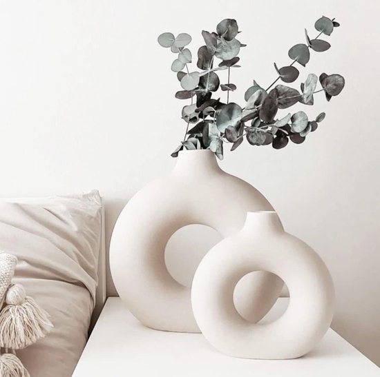 Vase en Ceramic pour herbe de pampa 2 pièces White grand + Medium,  décoration de... | bol