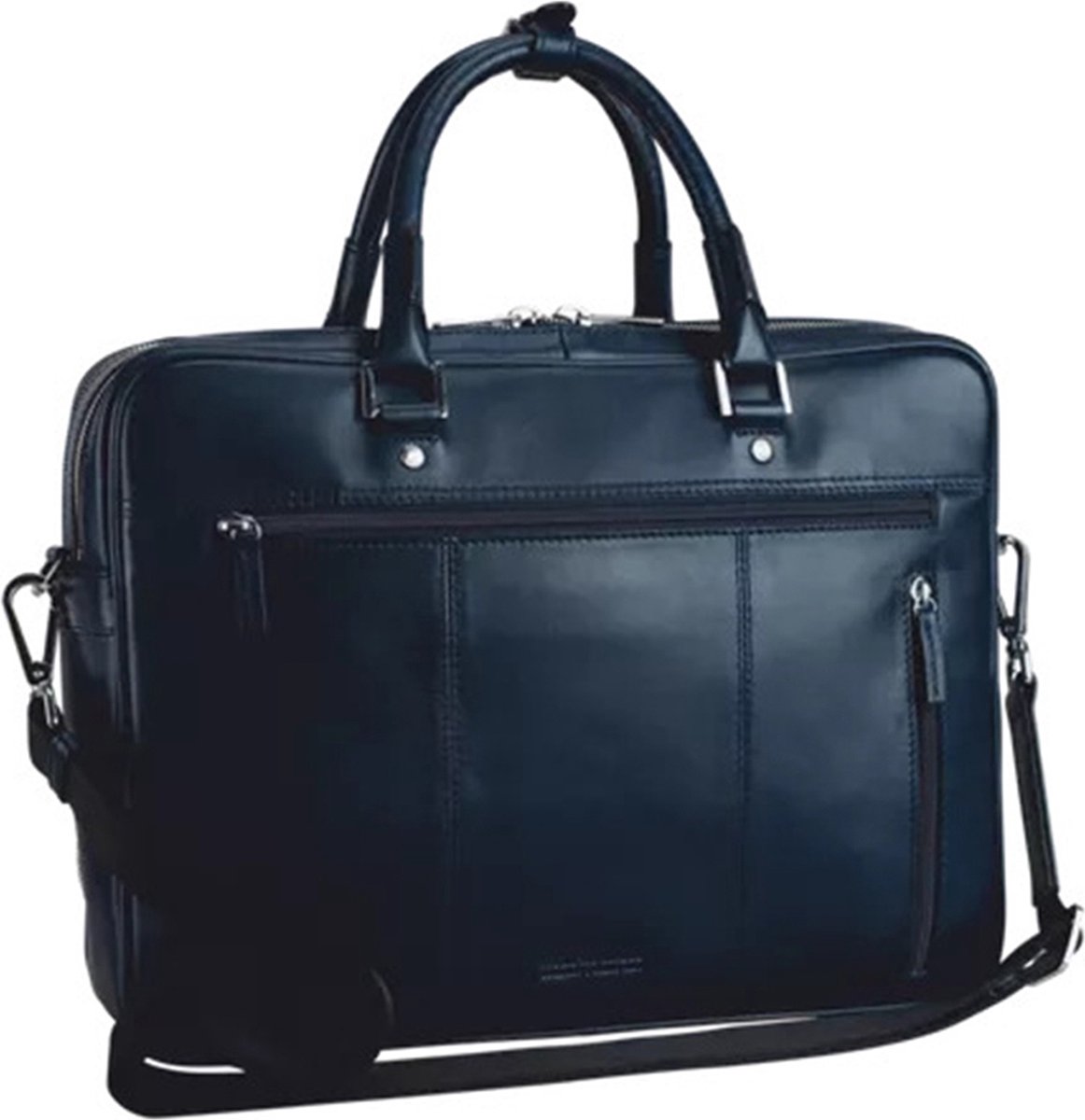 Leonhard Heyden Montreal Zipped Briefcase 2 Compartments blue