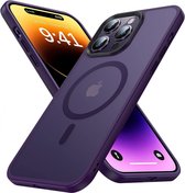 Coque Convient pour Apple iPhone 14 Pro Max - Compatible avec MagSafe - Coque de protection mate - Coque arrière avec aimant - Convient pour le chargement sans fil avec Ring magnétique - Violet