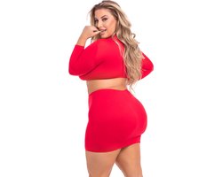 Pink Lipstick Lingerie Top en rok set -3XL/4XL- STOP & STARE 2PC Rood