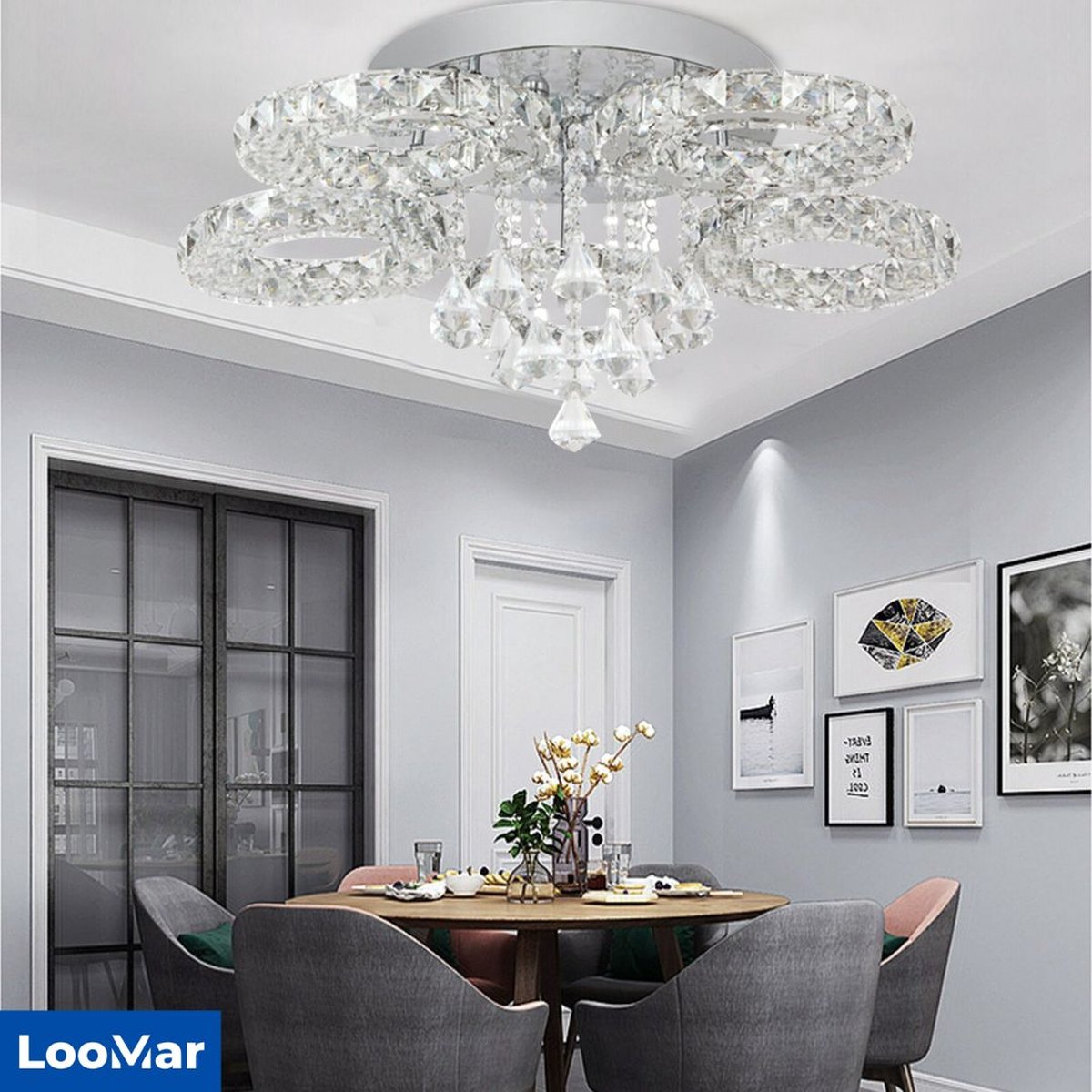 Kroonluchter modern van - 1 lichtbronnen - L.110 x H.150 cm - zwart