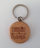 Sleutelhanger - Hout - Baseball Mama - Gegraveerd - Moederdag