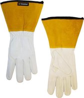 Lashandschoen Tegera 118A Wit/bruin Geitennerfleder Maat 9/L - 1 paar