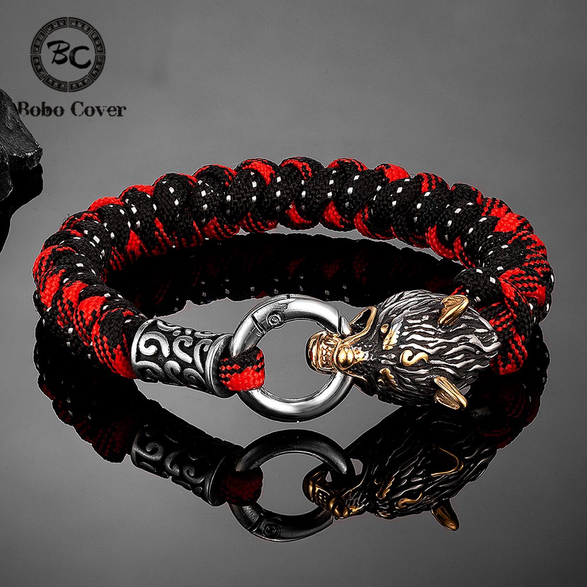 Power-8® : Retro Viking Wolf Survival Armband voor mannen - Armband heren - mode man - Cadeautips voor hem - Cadeau man